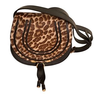 Chloé Leopard Haircalf Crossbody with Black Trim and Gold Hardware